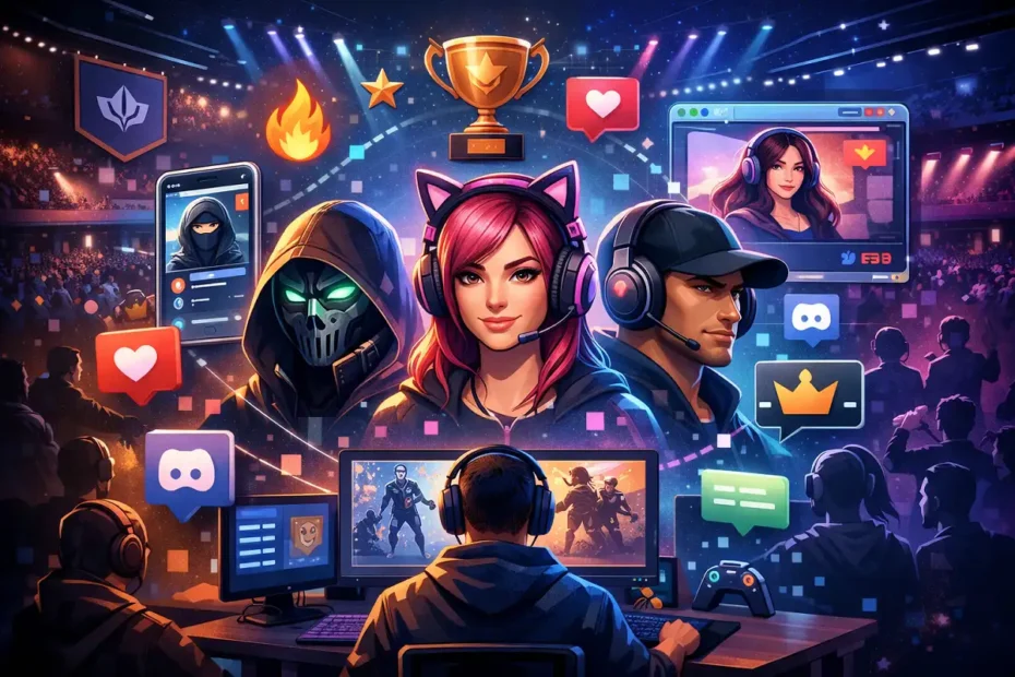 Gamers using avatars and digital identities across esports, streaming, and online gaming communities.
